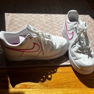 White Sneakers with Pink Accents